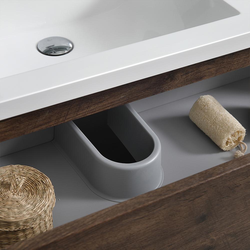Fresca Lazzaro 60" Rosewood Free Standing Single Sink Modern Bathroom Vanity w/ Medicine Cabinet