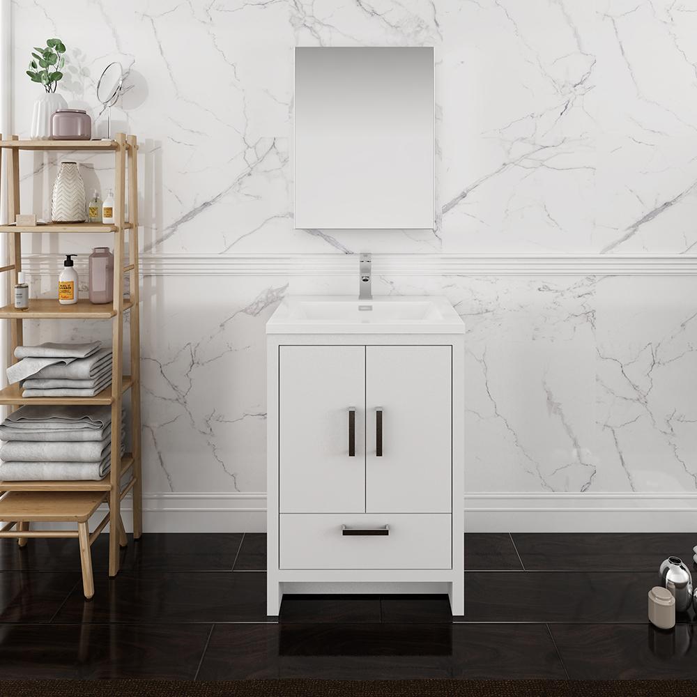 Fresca Imperia 24" Glossy White Free Standing Modern Bathroom Vanity w/ Medicine Cabinet