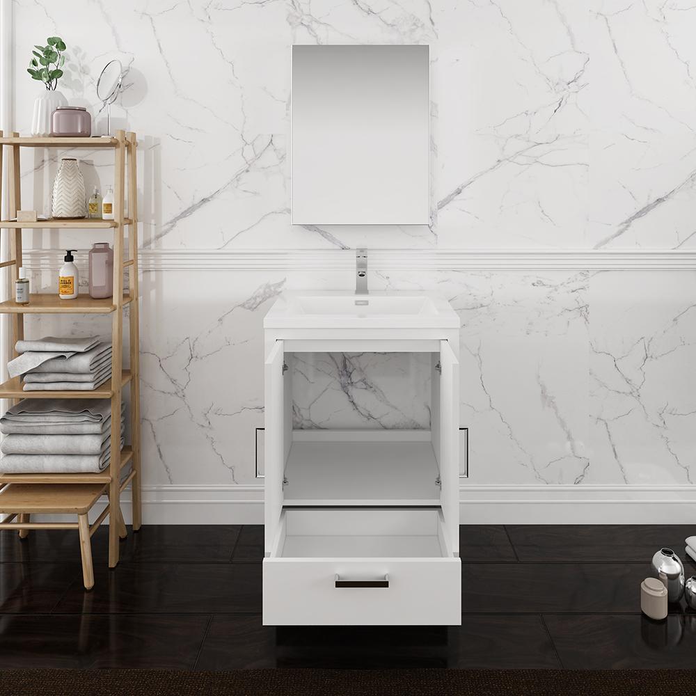 Fresca Imperia 24" Glossy White Free Standing Modern Bathroom Vanity w/ Medicine Cabinet