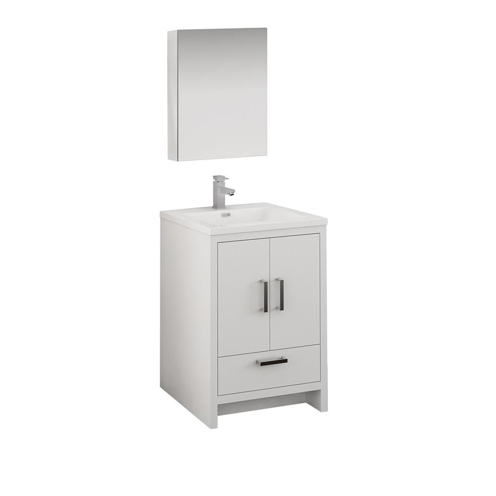 Fresca Imperia 24" Glossy White Free Standing Modern Bathroom Vanity w/ Medicine Cabinet