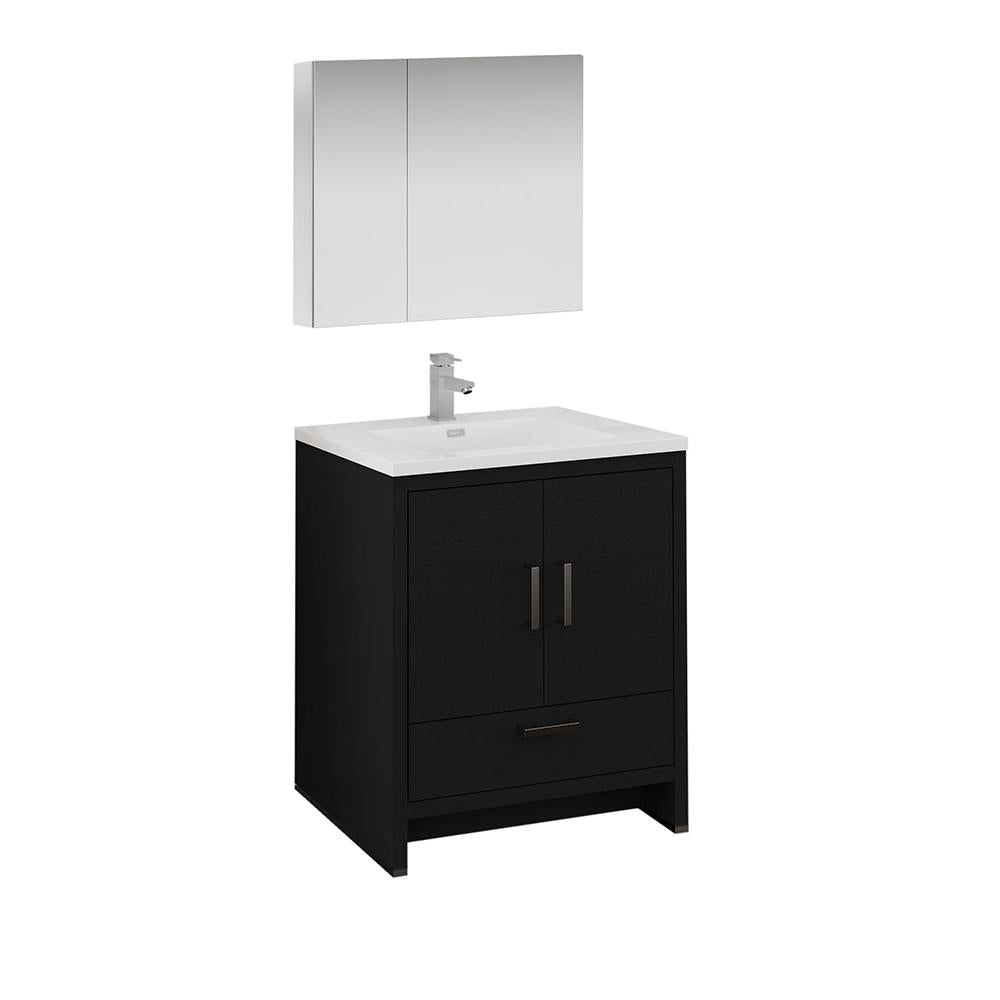 Fresca Imperia 30" Dark Gray Oak Free Standing Modern Bathroom Vanity w/ Medicine Cabinet
