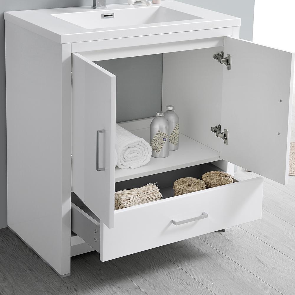 Fresca Imperia 30" Glossy White Free Standing Modern Bathroom Vanity w/ Medicine Cabinet