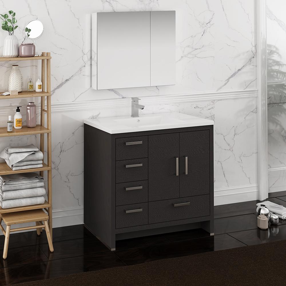 Fresca-Imperia-36"-Dark-Gray-Oak-Free-Standing-Modern-Bathroom-Vanity-w/-Medicine-Cabinet--Left-Version-(FVN9436DGO-L)