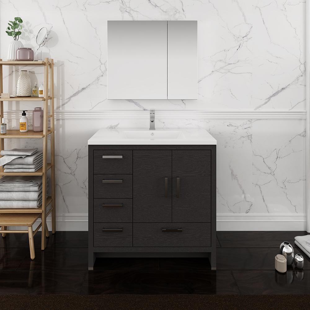 Fresca Imperia 36" Dark Gray Oak Free Standing Modern Bathroom Vanity w/ Medicine Cabinet- Left Version