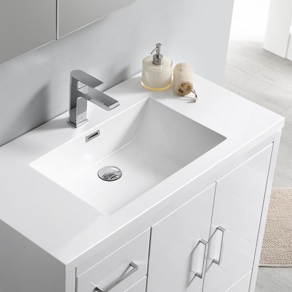 Fresca Imperia 36" Glossy White Free Standing Modern Bathroom Vanity w/ Medicine Cabinet- Left Version