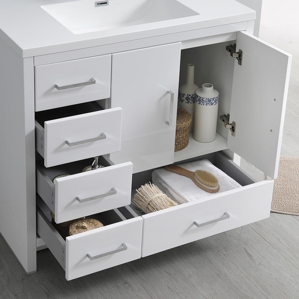 Fresca Imperia 36" Glossy White Free Standing Modern Bathroom Vanity w/ Medicine Cabinet- Left Version
