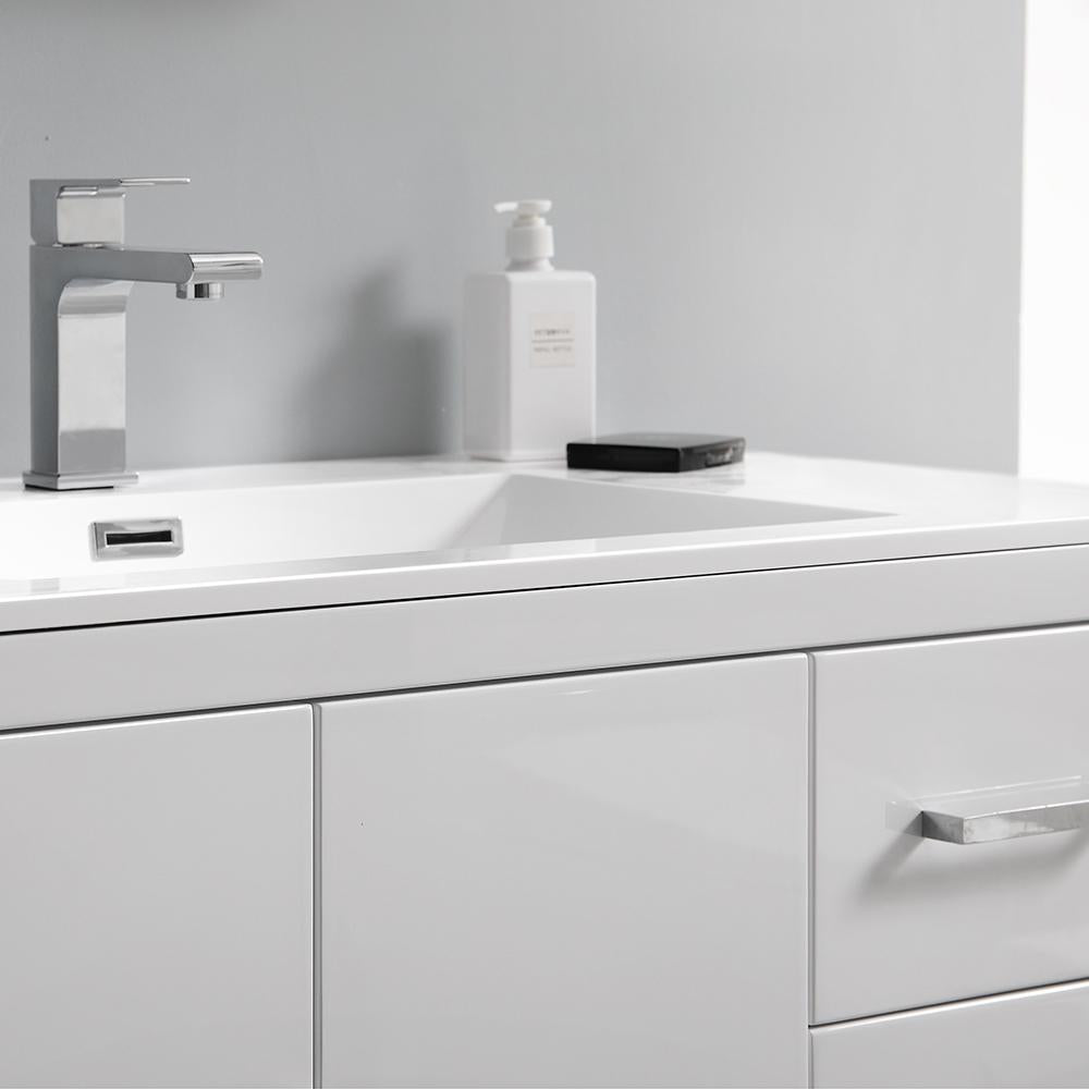 Fresca Imperia 36" Glossy White Free Standing Modern Bathroom Vanity w/ Medicine Cabinet- Left Version