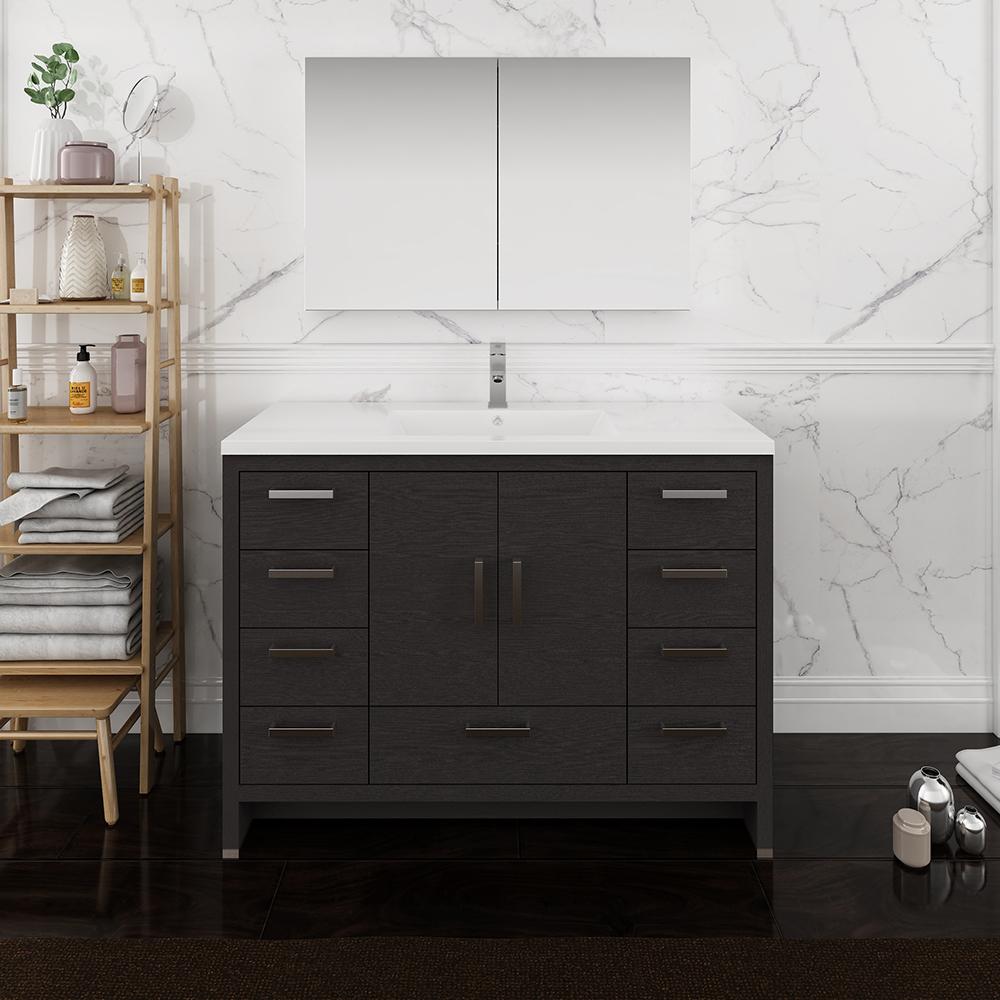 Fresca Imperia 48" Dark Gray Oak Free Standing Modern Bathroom Vanity w/ Medicine Cabinet