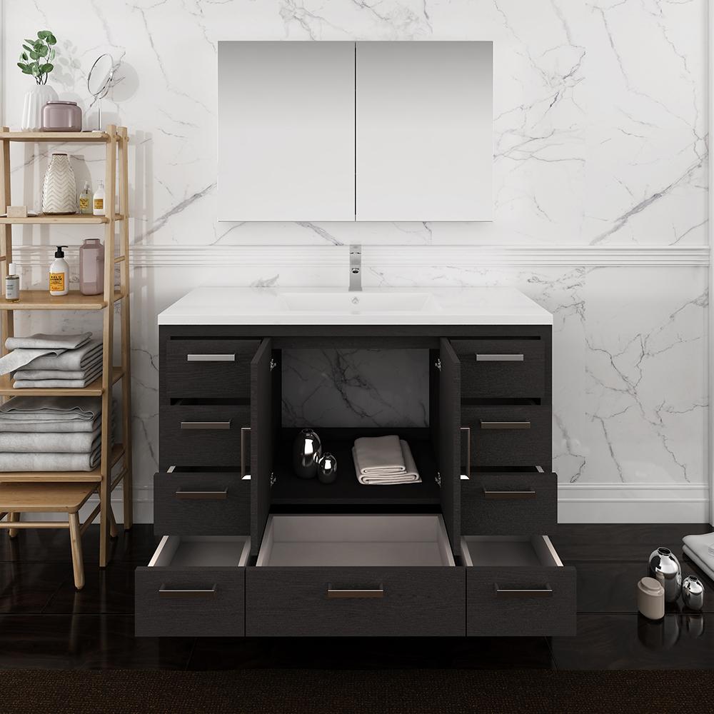 Fresca Imperia 48" Dark Gray Oak Free Standing Modern Bathroom Vanity w/ Medicine Cabinet