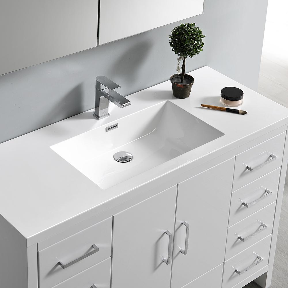 Fresca Imperia 48" Glossy White Free Standing Modern Bathroom Vanity w/ Medicine Cabinet