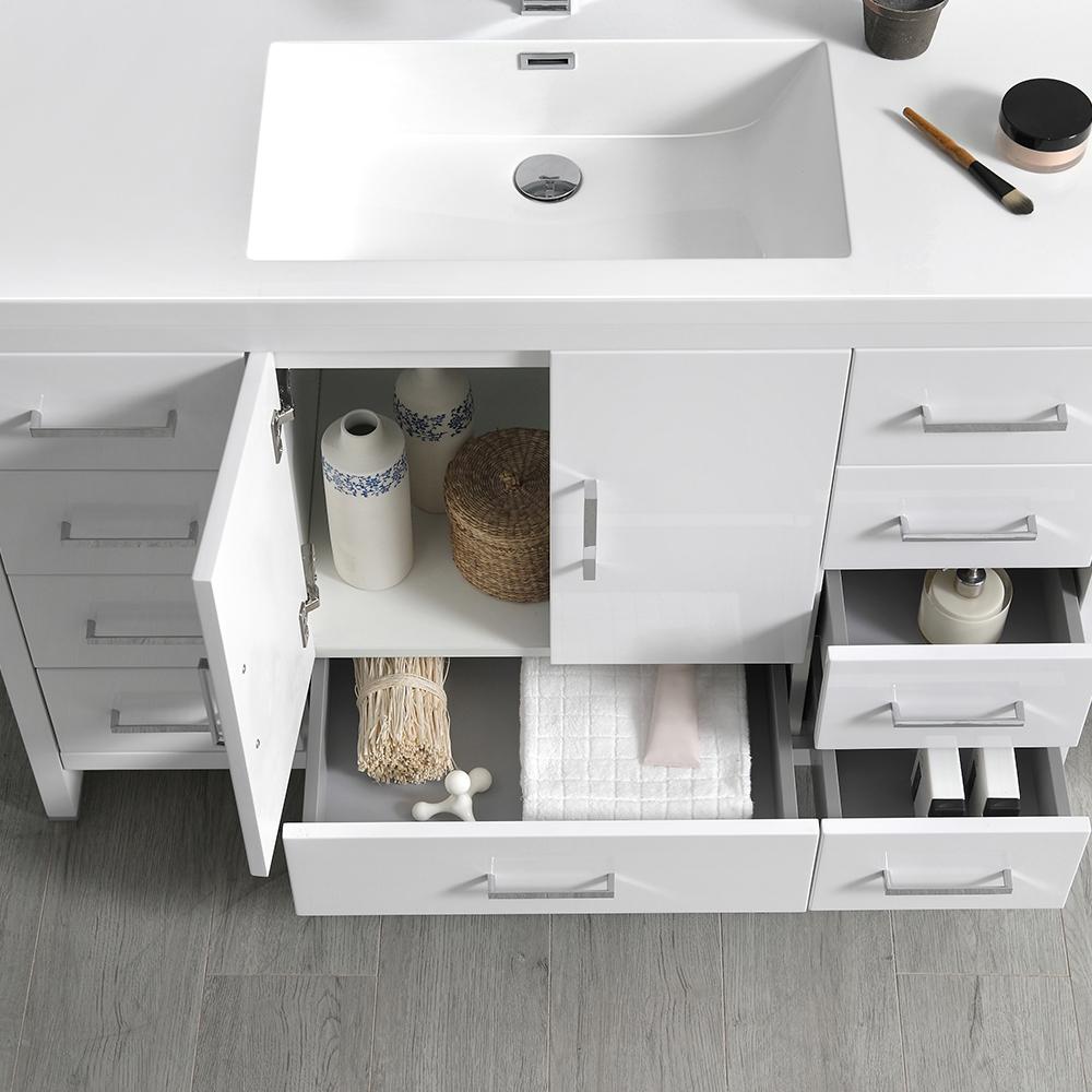 Fresca Imperia 48" Glossy White Free Standing Modern Bathroom Vanity w/ Medicine Cabinet