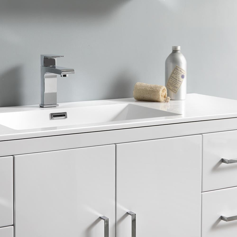 Fresca Imperia 48" Glossy White Free Standing Modern Bathroom Vanity w/ Medicine Cabinet