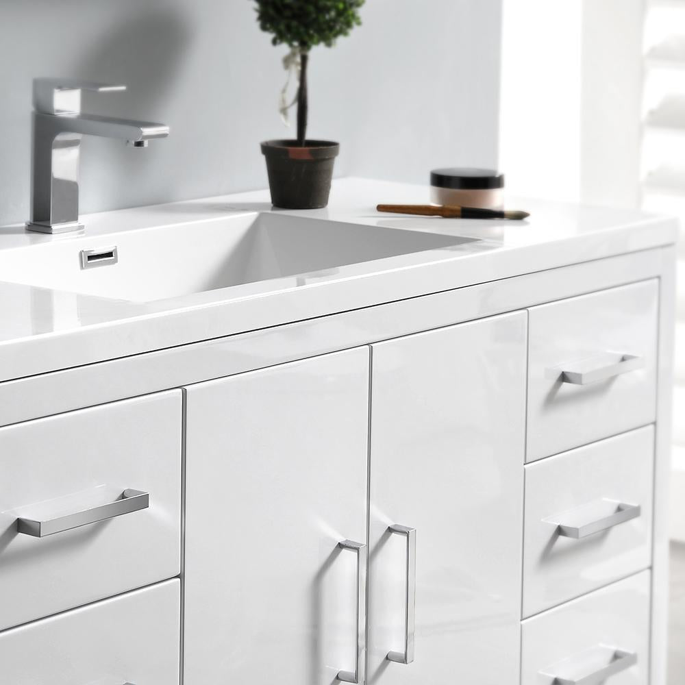 Fresca Imperia 48" Glossy White Free Standing Modern Bathroom Vanity w/ Medicine Cabinet