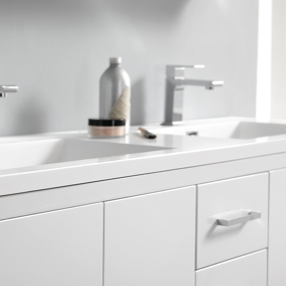 Fresca Imperia 60" Glossy White Free Standing Double Sink Modern Bathroom Vanity w/ Medicine Cabinet