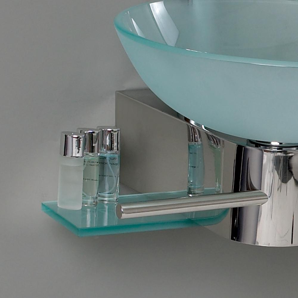 Fresca Cristallino 18" Modern Glass Bathroom Vanity w/ Frosted Vessel Sink