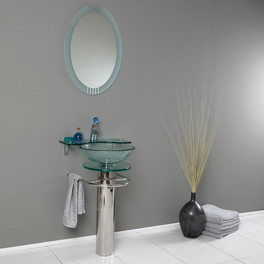 Fresca-Ovale-24"-Modern-Glass-Bathroom-Vanity-w/-Frosted-Edge-Mirror-(FVN1019)