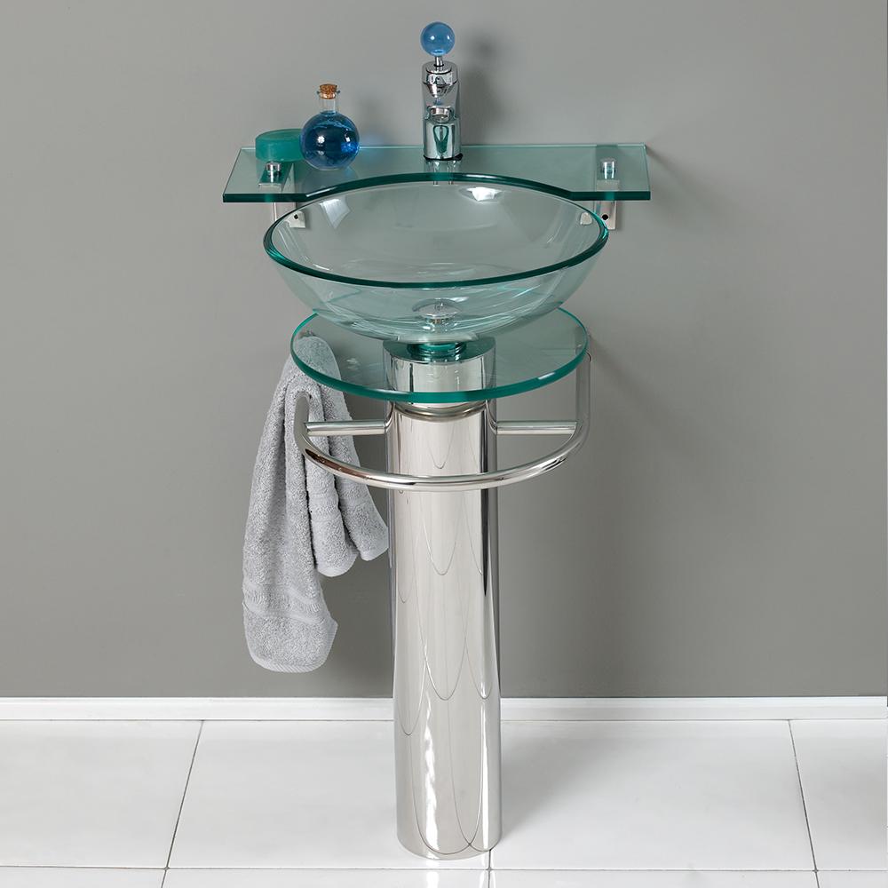 Fresca Ovale 24" Modern Glass Bathroom Vanity w/ Frosted Edge Mirror