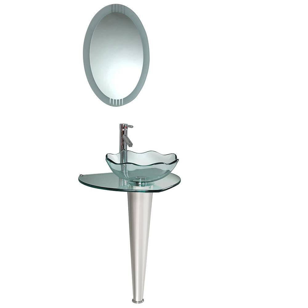 Fresca Netto 24" Modern Glass Bathroom Vanity w/ Wavy Edge Vessel Sink
