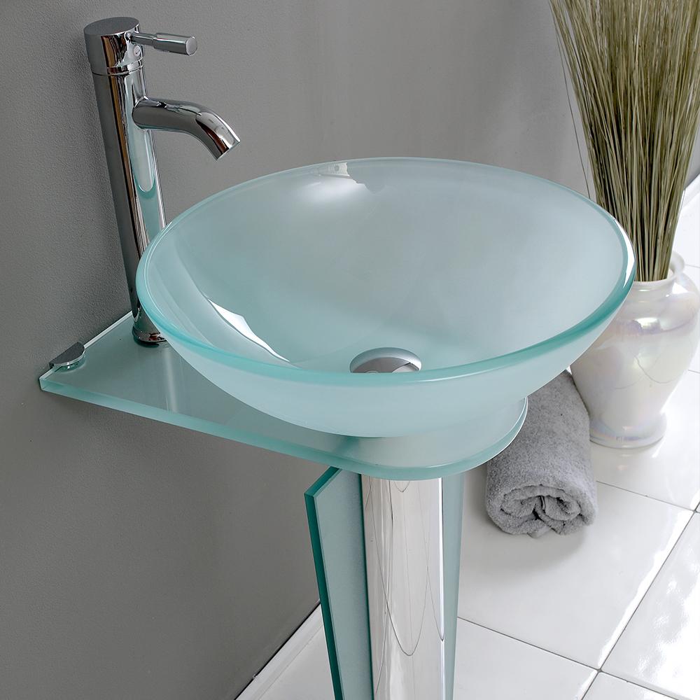 Fresca Vitale 17" Modern Glass Bathroom Vanity w/ Mirror
