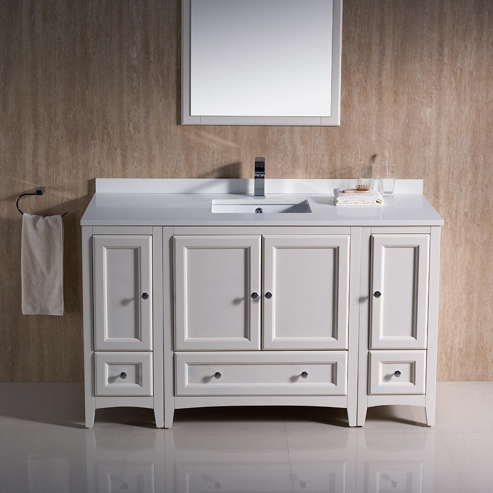 Fresca Oxford 54" Antique White Traditional Bathroom Vanity
