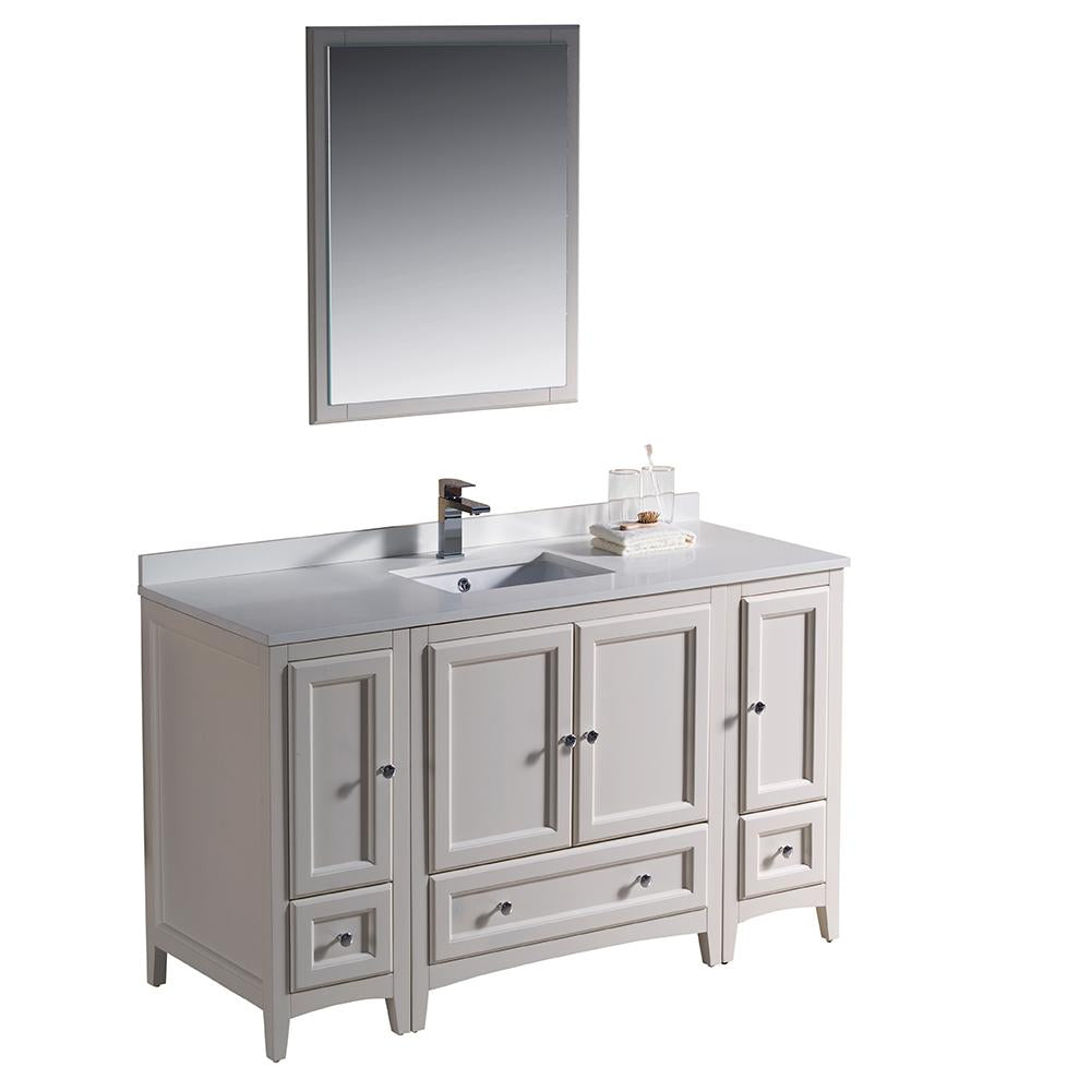 Fresca Oxford 54" Antique White Traditional Bathroom Vanity