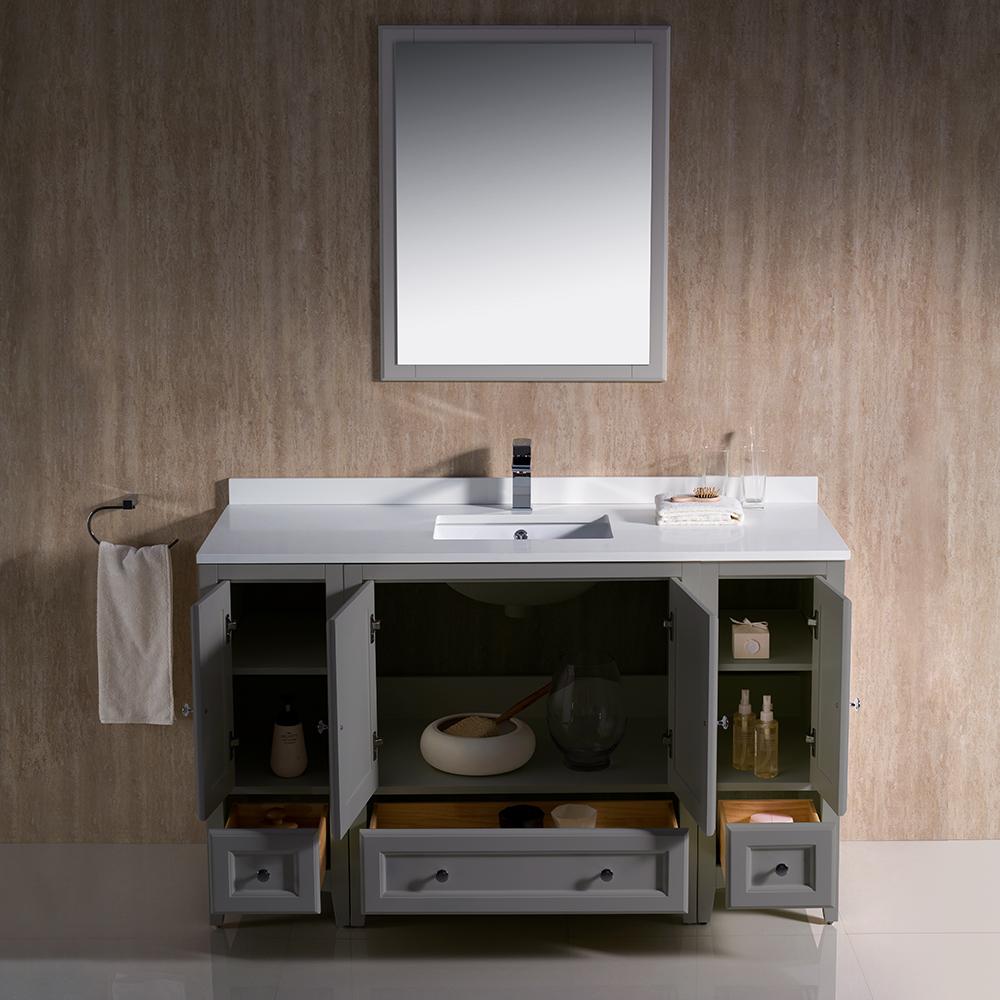 Fresca Oxford 54" Gray Traditional Bathroom Vanity