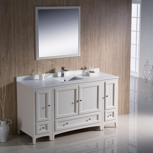 Fresca-Oxford-60"-Antique-White-Traditional-Bathroom-Vanity-(FVN20-123612AW)