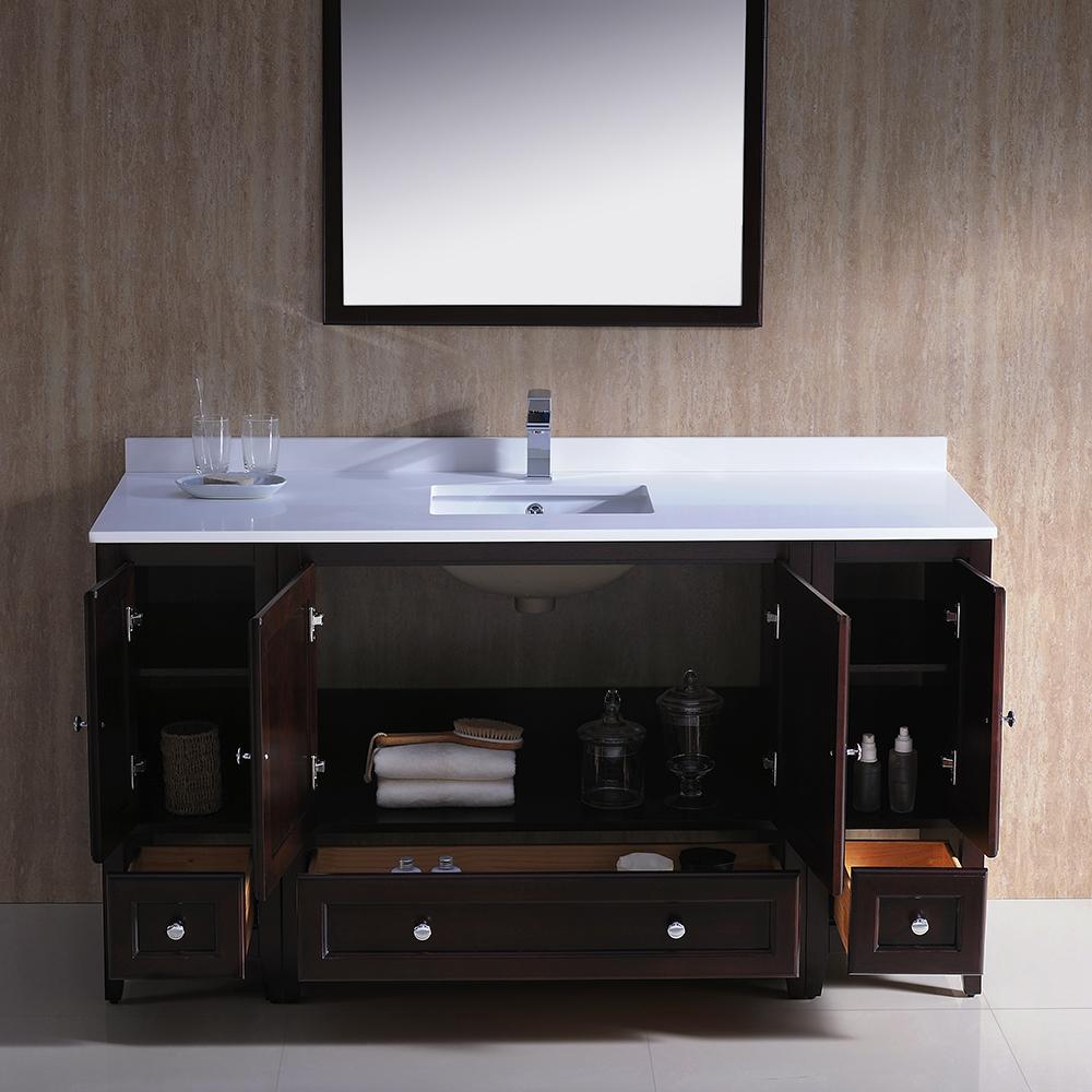 Fresca Oxford 60" Mahogany Traditional Bathroom Vanity