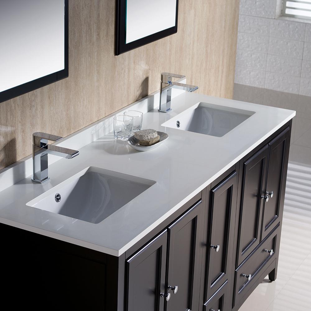 Fresca Oxford 60" Espresso Traditional Double Sink Bathroom Vanity