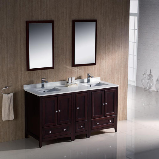 Fresca-Oxford-60"-Mahogany-Traditional-Double-Sink-Bathroom-Vanity-(FVN20-241224MH)