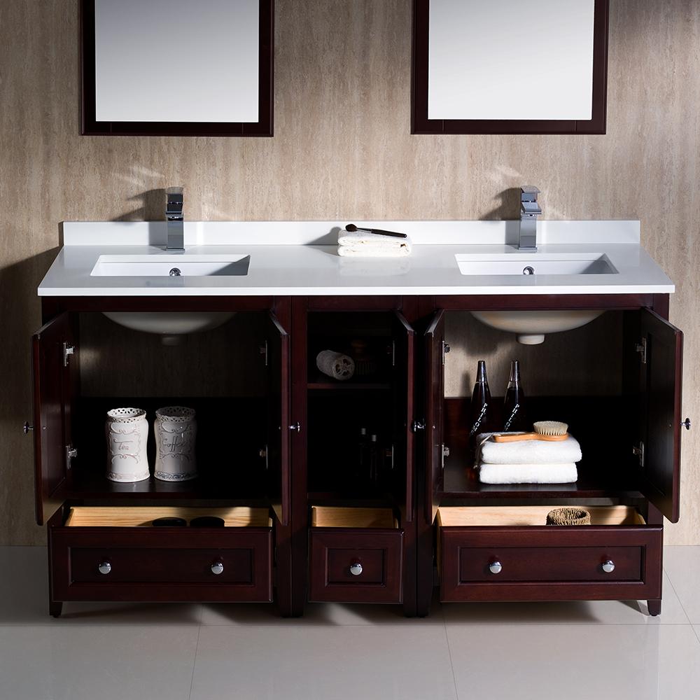 Fresca Oxford 60" Mahogany Traditional Double Sink Bathroom Vanity