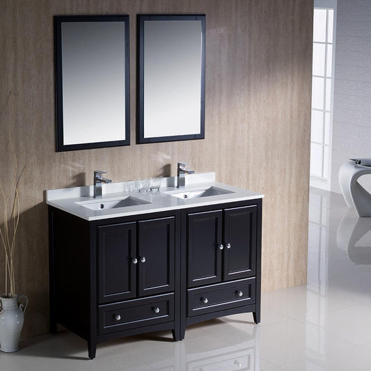 Fresca-Oxford-48"-Espresso-Traditional-Double-Sink-Bathroom-Vanity-(FVN20-2424ES)