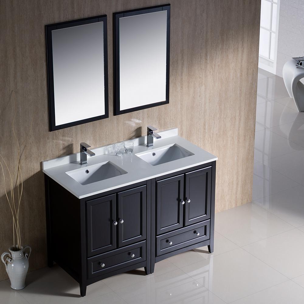 Fresca Oxford 48" Espresso Traditional Double Sink Bathroom Vanity