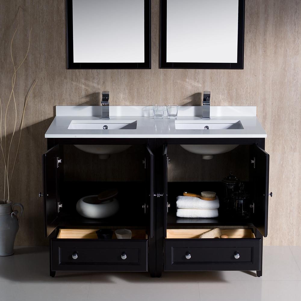 Fresca Oxford 48" Espresso Traditional Double Sink Bathroom Vanity