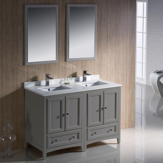 Fresca-Oxford-48"-Gray-Traditional-Double-Sink-Bathroom-Vanity-(FVN20-2424GR)