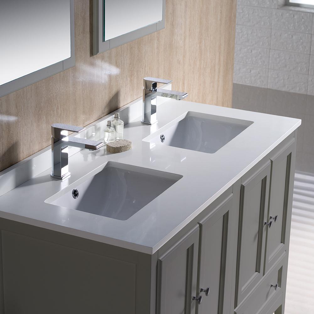 Fresca Oxford 48" Gray Traditional Double Sink Bathroom Vanity