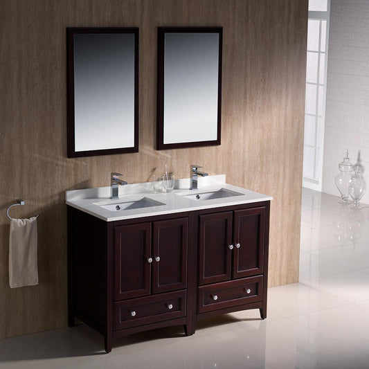 Fresca-Oxford-48"-Mahogany-Traditional-Double-Sink-Bathroom-Vanity-(FVN20-2424MH)