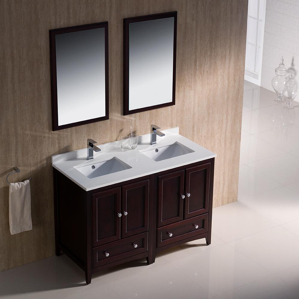 Fresca Oxford 48" Mahogany Traditional Double Sink Bathroom Vanity