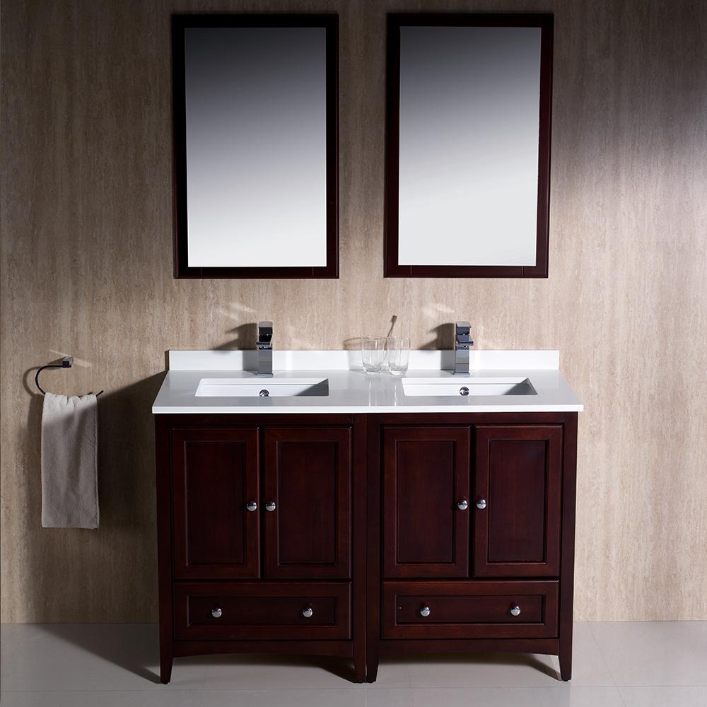 Fresca Oxford 48" Mahogany Traditional Double Sink Bathroom Vanity