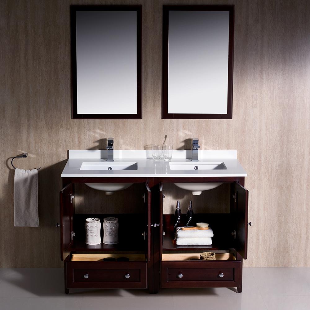 Fresca Oxford 48" Mahogany Traditional Double Sink Bathroom Vanity