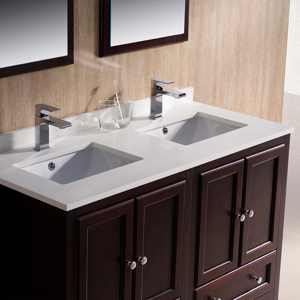 Fresca Oxford 48" Mahogany Traditional Double Sink Bathroom Vanity