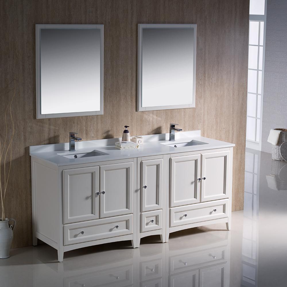 Fresca-Oxford-72"-Antique-White-Traditional-Double-Sink-Bathroom-Vanity-(FVN20-301230AW)