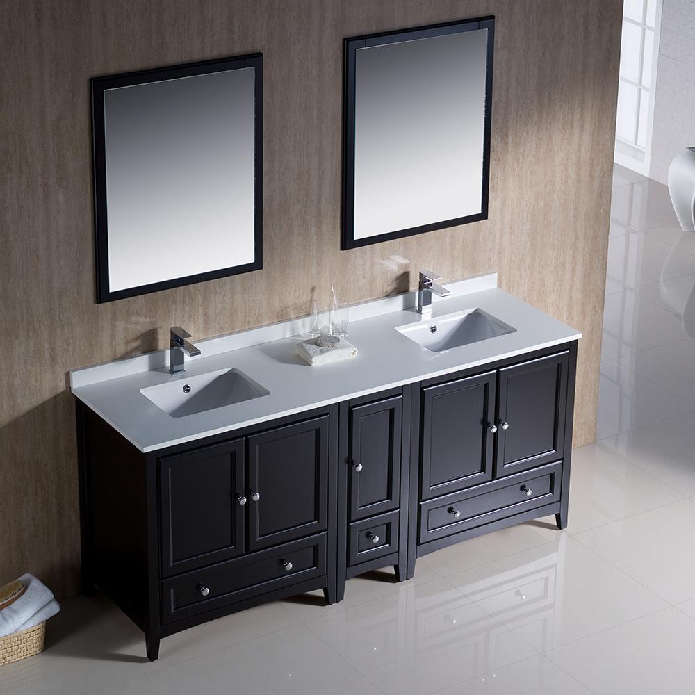 Fresca Oxford 72" Espresso Traditional Double Sink Bathroom Vanity