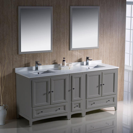 Fresca-Oxford-72"-Gray-Traditional-Double-Sink-Bathroom-Vanity-(FVN20-301230GR)