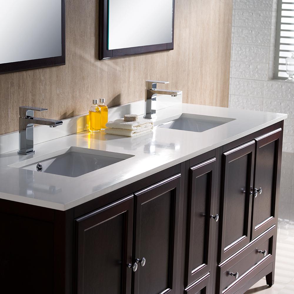 Fresca Oxford 72" Mahogany Traditional Double Sink Bathroom Vanity
