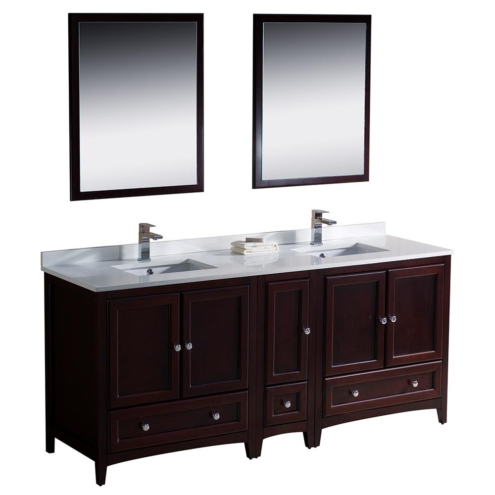 Fresca Oxford 72" Mahogany Traditional Double Sink Bathroom Vanity