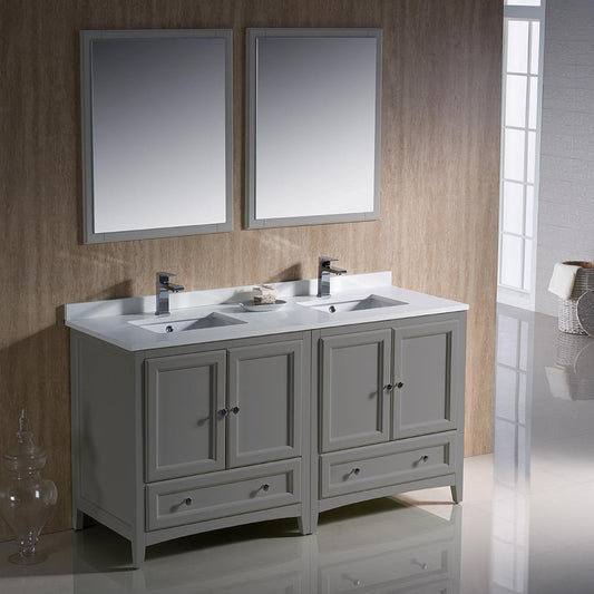 Fresca-Oxford-60"-Gray-Traditional-Double-Sink-Bathroom-Vanity-(FVN20-3030GR)