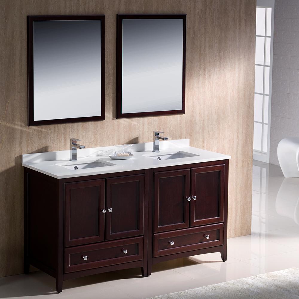 Fresca-Oxford-60"-Mahogany-Traditional-Double-Sink-Bathroom-Vanity-(FVN20-3030MH)