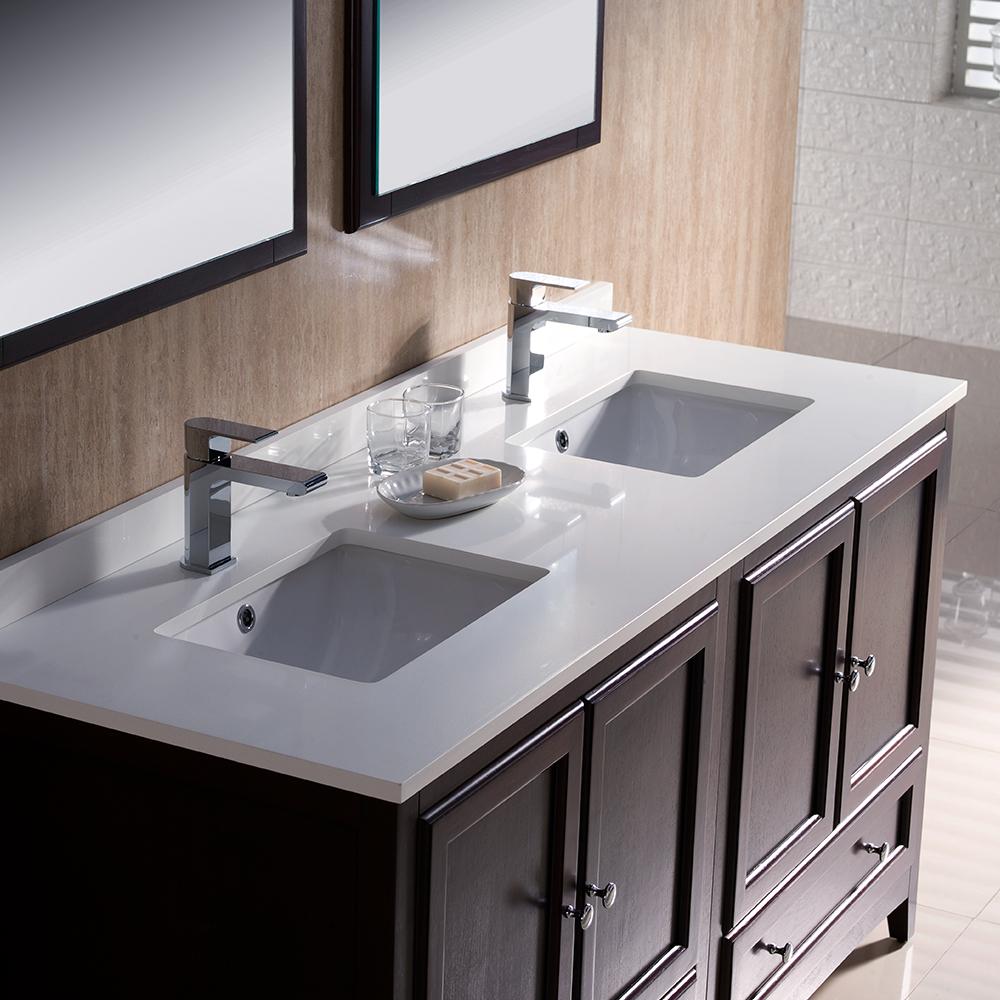 Fresca Oxford 60" Mahogany Traditional Double Sink Bathroom Vanity