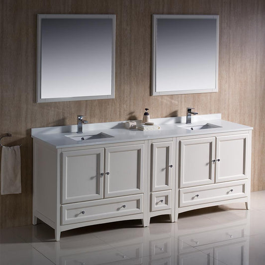 Fresca-Oxford-84"-Antique-White-Traditional-Double-Sink-Bathroom-Vanity-(FVN20-361236AW)